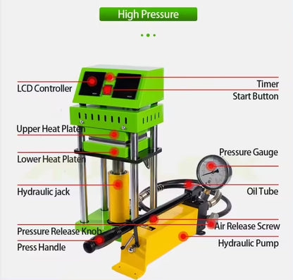 Prensa hidráulica de colofonia - Gama Pro - 15 toneladas para una extracción eficiente de hasta 50 g de capacidad